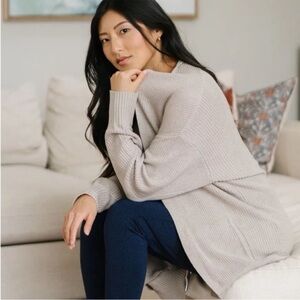 Zyia Normandy Mushroom Beige Cozy Oversized Cardigan Sz S